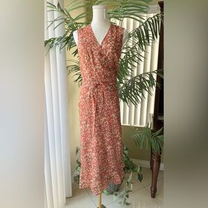 Charter Club Coral and White Midi Dress